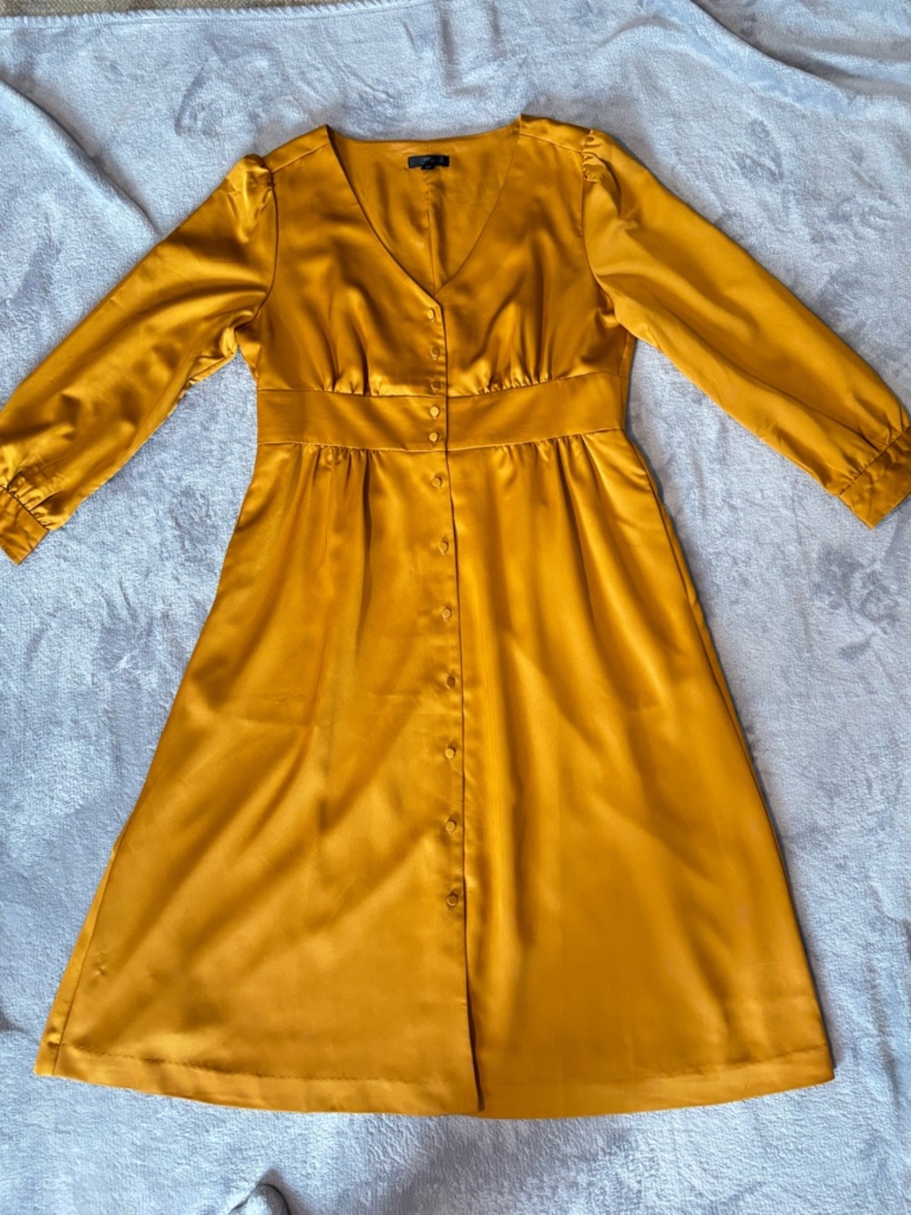 J. Crew Mustard Button-Front Long Sleeve Dress